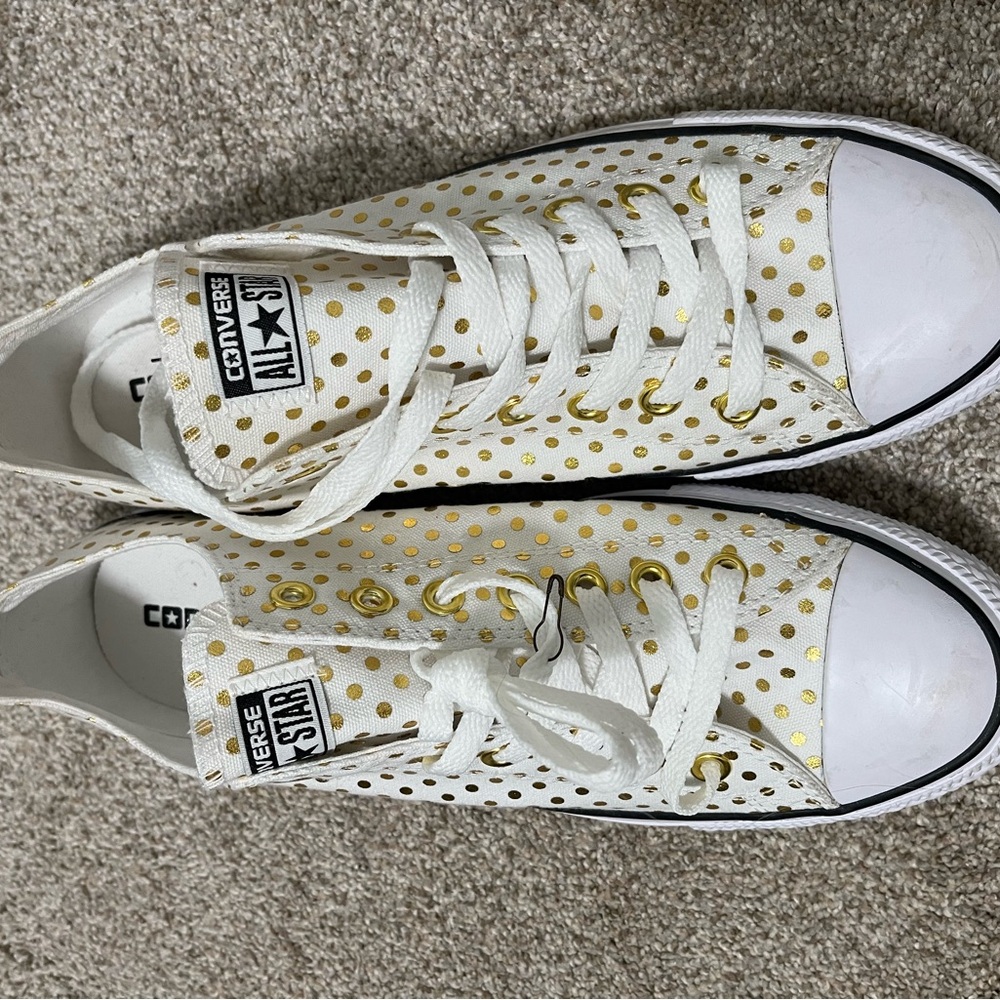 Converse Kids' Sneakers in White with Gold Dots